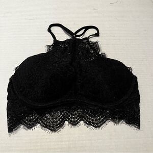 Pink High Neck Push up Bralette Black Small(AA-C)